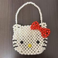 未使用 希少 ハローキティ ビーズ バッグ ベロア大きい 刺繍 ポーチ 当時物 未使用 希少 ハローキティ ビーズ バッグ ベロア大きい 刺繍