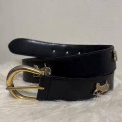 たんぽぽ　未使用に近い極美品♡ セリーヌ　ベルト　馬車　ゴールド　黒 日本直送 名牌中古包 】CELINE セリーヌ ベルト レッド 馬車