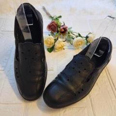 美品】ASICSソルボ透かし模様スリッポン革3E23cm両サイドゴム仕様