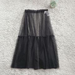 【LOWRYSFARM】ドット柄チュールスカート ウエストゴム フレアシルエット