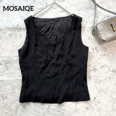 【MOSAIQE】東京スタイル 深ｖネックノースリーブトップス ブラック 綺麗め