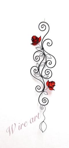 ワイヤーアート　薔薇レッド