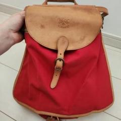 美品　イルビゾンテ　A4 リュック　レッド 楽天市場】IL BISONTE イルビゾンテ キャンバス+牛革/本革 A4