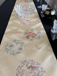 ︎◼︎C1164◼︎高級袋帯 正絹 花円模様 七宝 テーブルランナー