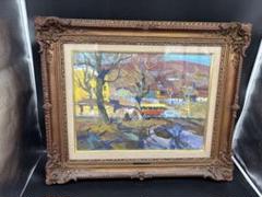 みんなが待ってた！＼再入荷待ち／人気ランキング マクシュートフ 絵画 油絵 【ウラルの町で】 箱付き 当時物 絵画