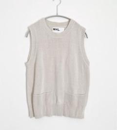 a1454＊ MHL. ボトルネック 切替 ウールニット ベスト yohji yamamoto - 7G2P JERSEY V NECK VEST （BLACK） / ニット