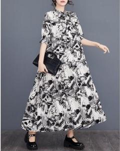 【大きいサイズ】 レディース ロング　ワンピース　春夏 秋 新品 半袖