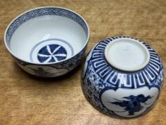 伊万里焼 古伊万里 富長貴春 染付 山水文 輪花皿 時代箱付 C 8264
