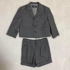 美品familiarネイビー上質ウールスーツジャケット＆ハーフパンツ120センチ