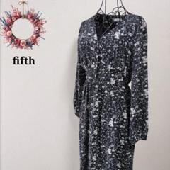 フィフス◇フラワープリントワンピース 花柄 シフォン Aライン フレア M
