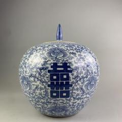 青花鳳凰図紋冬瓜缶 景徳鎮 陶磁器 装飾品 現代工芸品 美術品 置物 青花鳳凰図紋冬瓜缶 景徳鎮 陶磁器 装飾品 現代工芸品 美術品