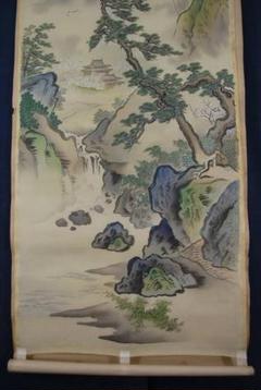 模写/久隅守景/蓬莱山図/双幅/布袋屋掛軸HE-219 模写/久隅守景/蓬莱山図/双幅/布袋屋掛軸HE-219（u6a21u5199