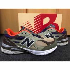 New Balance 990 スニーカー オリーブ/オレンジ