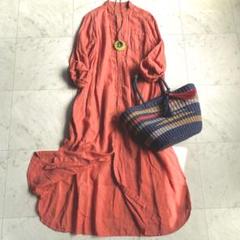 美品 ネストローブ バンドカラー リネン ロングシャツワンピース ブラック リネンバンドカラーシャツワンピース｜nest Robe / CONFECT