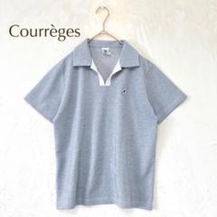 クレージュ【M】ポロシャツ 半袖 スキッパーカラー コットン混　ロゴ入り