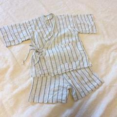 甚平 男の子 100 ホワイト 綿麻で涼しげな甚平