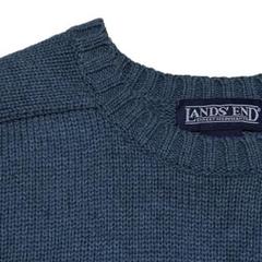 LANDS' END コットンニット ブルーグリーン ドリフターセーター LANDS' END コットンニット ブルーグリーン ドリフターセーター