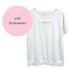 【with Performance】ビーズ飾♡半袖カットソーTシャツ♡上品さ♡L