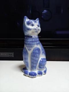 イタリア製　ビンテージ　陶器　手彩色　蝶ネクタイ　座り猫　オブジェ イタリア製 ビンテージ 陶器 手彩色 蝶ネクタイ 座り猫 オブジェ