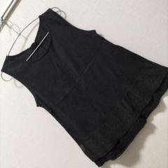 ピンクハウス　ハート薔薇柄　チュニック　コットン　半袖　フリル　リボン　黒 ピンクハウス ハート薔薇柄 チュニック コットン 半袖 フリル