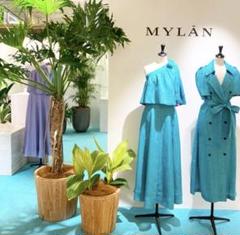 MYLAN マイラン カシミヤ ニット スカート アシンメトリー シアーローン アシンメトリーフレアスカート | maison