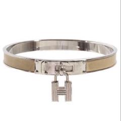 HERMESエルメス バングルHモチーフチャーム レザーブレスレット ベージュ HERMESエルメス バングルHモチーフチャーム レザーブレスレット