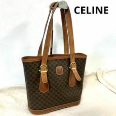 CELINE マカダム ロゴ　トートバッグ　PVC レザー　トリオンフ A4可 CELINE セリーヌ A4 トートバッグ 茶マカダム PVC レザー 肩かけ