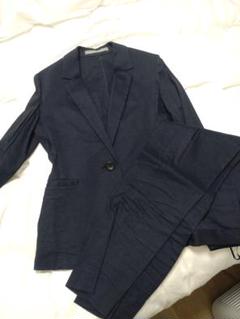 【美品】theory luxe パンツスーツ上下　紺ストライプ　リネン混　夏 2025年最新】Theory luxe 季節感：夏 レディース ビジネス