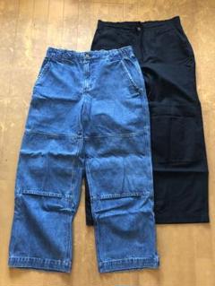 NIKEsbナイキSBルーズフィットダブルニーパンツ2枚セットL青デニム黒ツイルのサムネイル