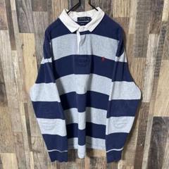 ラガーシャツ ボーダー ネイビー ラルフローレン 2XL メンズ USA古着