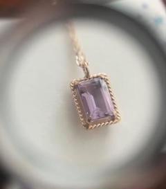 k10 ネックレス　2月　誕生石　紫水晶　スクエア　ライトアメジスト