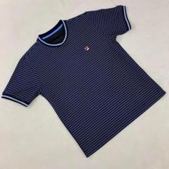 FILA Tシャツ ストライプ ネイビー 半袖 ポリエステル ゴルフ スポーツ