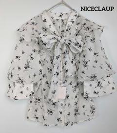 未使用✨️　NICECLAUP　前後2ウェイ　リボンブラウス　Ｆ　花柄
