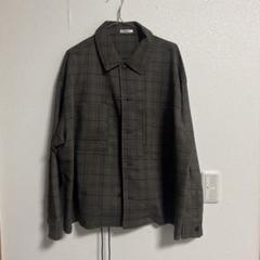 ボックスシャツ　セットアップ　チェック　秋服　ブラウン　メンズ　長袖