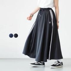 adidas - adidas☆サテン フレア ロングスカート☆黒☆XL