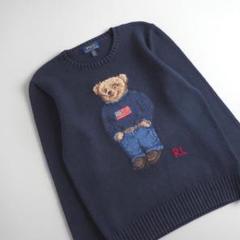 ラルフローレン　正規品　ニット　セーター　ポロベア　星条旗　ネイビー　美品