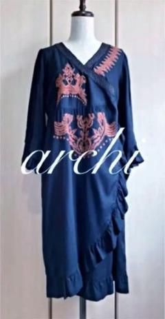 archi エスニックテイスト レーヨンワンピース S