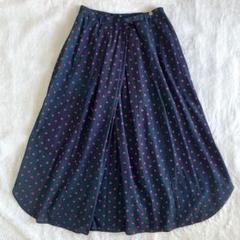 45R ネイビー コットンロングスカート GU 刺繍入りネイビー コットンレースティアードロングスカートS