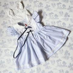 ハンドメイド☆うさ耳セーラーワンピース♪120cm ハンドメイド♡うさ耳セーラーワンピースフリル多め - メルカリ