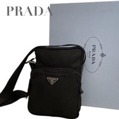 現行 極美品 PRADA シボ革 ショルダーバッグ 三角ロゴ ブラック 黒 org.jpg