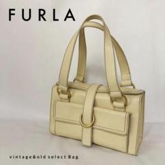 美品 FURLA レザー ハンドバッグ クリーム ゴールド金具 収納力抜群