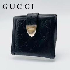 Gucci ネイビー レザー 二つ折り長財布　ヴィンテージ　筆記体ロゴ 楽天市場】GUCCI グッチ小銭入れ付き二つ折り財布ブラック