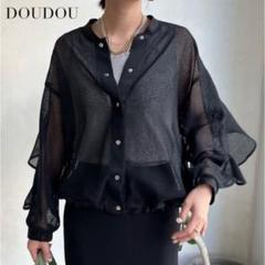 ☆新品未使用タグ付き☆DOUDOU チュールレースブルゾン ブラック