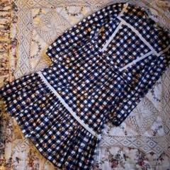 美品★Hello Simone花柄 レース ネイビー チェック柄 ワンピース