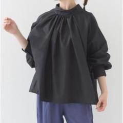 新品　黒　フリー　ブラック　ブラウス　シャツ　ギャザー　リボン　ゆったり　カバー