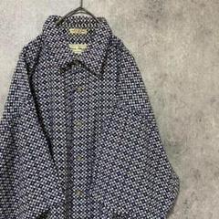 90s vintage 半袖　柄シャツ　レーヨン　メンズ　L 古着　個性派