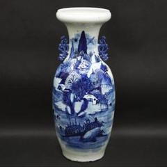 中国古玩 双耳付染付花瓶 唐物 壺 花生 高さ57cm 時代 骨董 中国美術 中国古玩 双耳付染付花瓶 唐物 壺 花生 高さ43cm 時代 骨董 中国