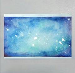 抽象水彩画 水彩画 水彩 青 緑 イラスト アナログ