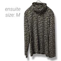 【エンスウィート】ensuite 幾何学模様 タートルネック カットソー 長袖M