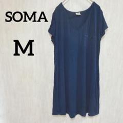 SOMA 【M】ネイビー Vネック ワンピース